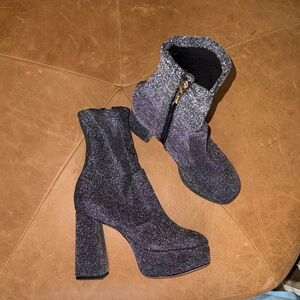 Larroude Black Sparkle Heeled Boots